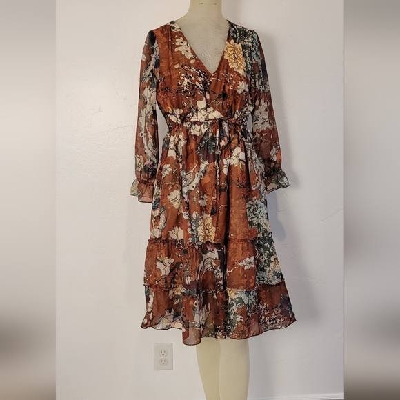 Anthropologie *HEMANT & NANDITA* ZERI PEASANT MIDI DRESS - Picture 8 of 11